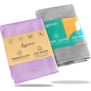 Window & Enviro Cleaning Cloth Kit (Purple & Grey) - Streak-Free with Just Water, Reusable & Machine Washable Microfiber for Crystal Clear Glass.Quality Replacement For Norwex Window Basic Package.