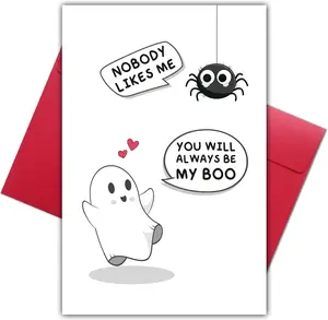 Valentine Day Gift  Cute Ghost Anniversary Card for Husband Wife, Funny Spooky Romantic Birthday Card for Boyfriend Girlfriend, You Are My Boo Love Card for Men Women