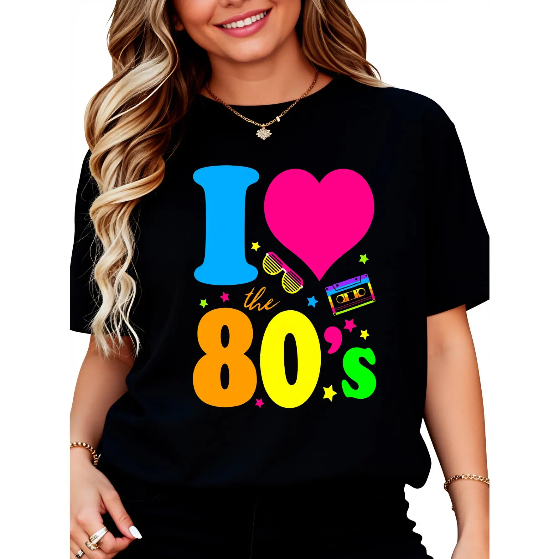 100% Cotton Unisex I Love The 80's 80's 90's Costume Party Tee T-Shirt T-Shirt
