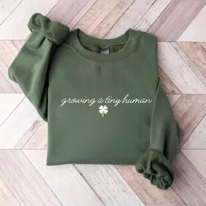 Growing a Tiny Human Pregnancy Announcement Shirt, Funny St Paddy Pregnancy Announcement Tee, Cute Maternity St Patrick Top, Expecting Mom Lucky Gift