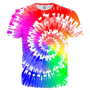 Unisex Rainbow Tie-Dye Spiral T-Shirt, Vibrant Colorful Hippie Tee for Pride Festivals, Summer Parties, Casual Daily Wear, Trendy Adult Fashion