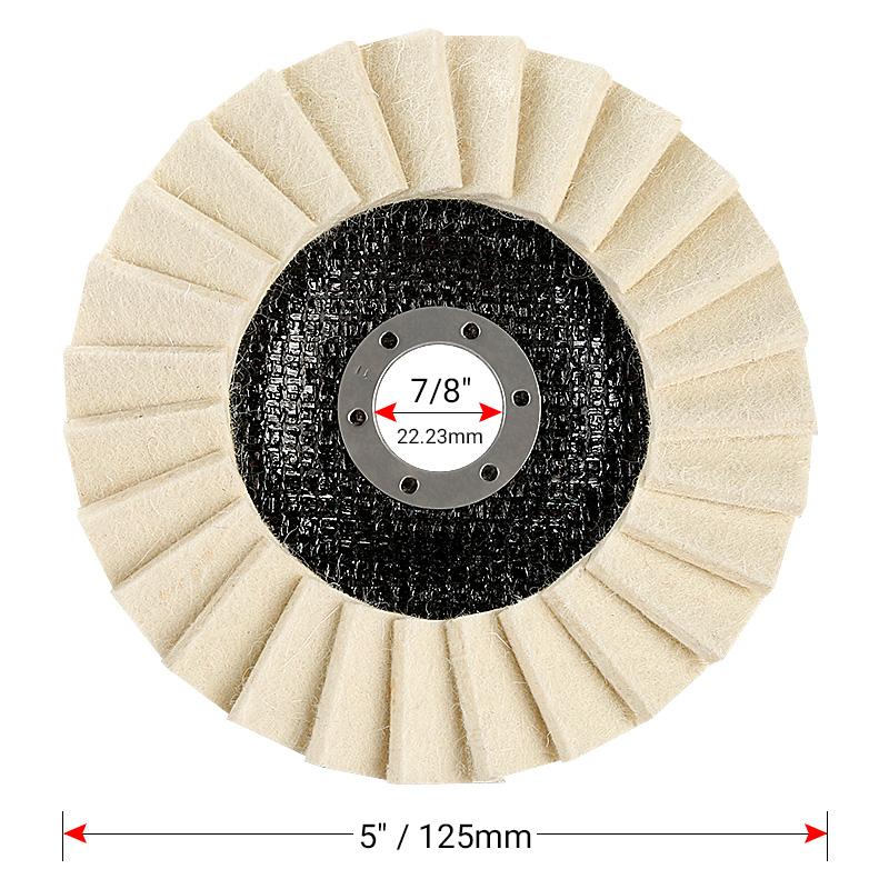 3PCS 5inch Wool Polishing Wheels Buffing Pads AngleGrinder Accessories Grinding Disc for Metal GlassCeramic Polishing