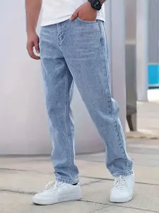 Men's Classic Washed Jeans Stretch Denim Pants Machine Washable All-Season Everyday Wear for Men Casual Plain Streetwear