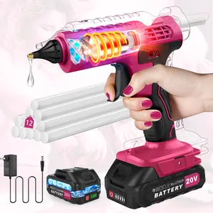 Hot Glue Gun, 20V Cordless Glue Gun with 12 Full Size Sticks, Drip-Free Fast Heating Glue Gun Kit for DIY&Crafts, Repair and Construction, Rechargeable Battery and Charger Included