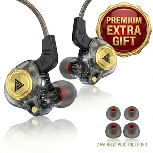 「Free Gift」QKZ AK3 Portable Wired In-Ear Earphone, Wired Headphones With Mic, HiFi Subwoofer Noise Cancelling Earphones for Game Sports, 3D Stereo Sound Headphones For Gym & Sports, Headphones 8D Audio, Electronic Earbud In-Ear Monitor HiFi Heavy