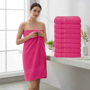 8 Bath Towels (4R550) – 27x54 Inch, 100% Cotton, Bright & Colorful Vibe | Ultra Soft, Quick Dry, Absorbent for Bathroom & Guest Use