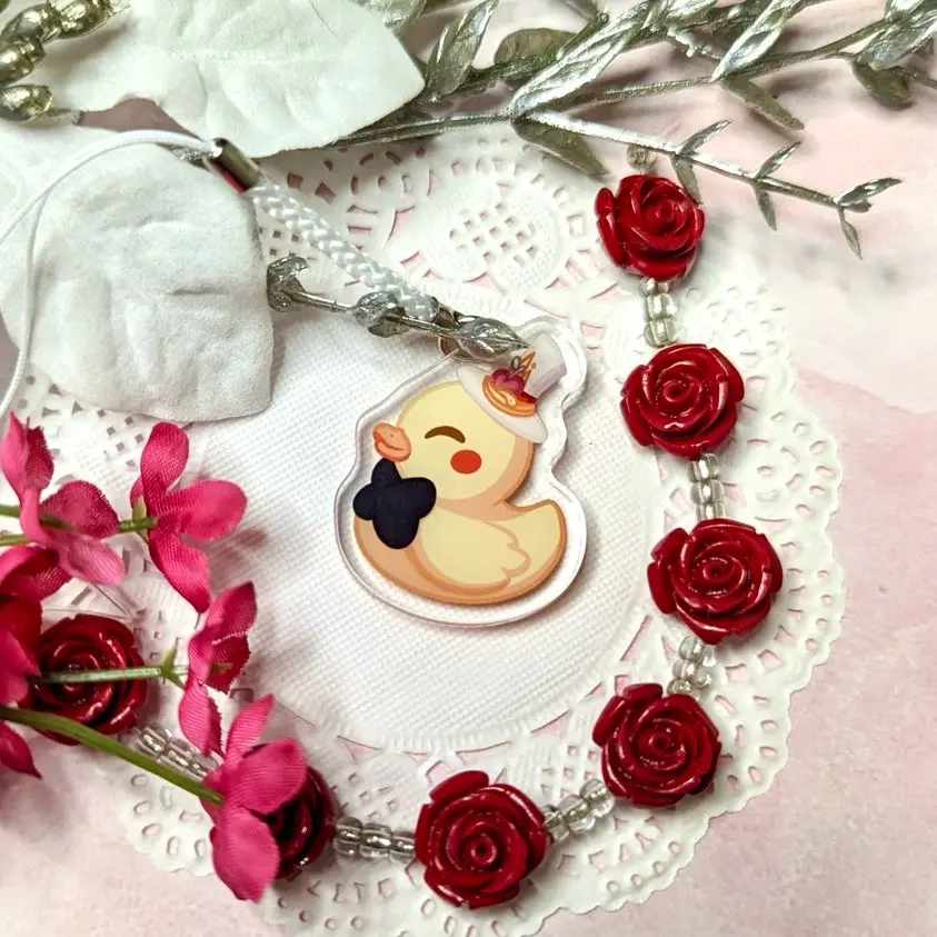 Lucifer Duck Phone Strap | Hazbin Hotel Inspired Fanmerch | Keychain Charm | Lucifer Morningstar | Acrylic Smartphone and Cellphone Accessories Rubber