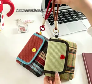 Women's Color Block Striped Fabric Sanitary Napkin Pouch - Large Capacity Clutch, Portable Organizer for Students, Daily Use