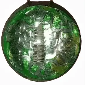EQ Army Store's Quantum Orgonite Pendant - Green Silver Circle Om  - Handcrafted by Lightworker - Scalar Wave Generator - Spiritual Growth Anniversary Auspicious Birthday Daily Engagement Wedding Anniversary