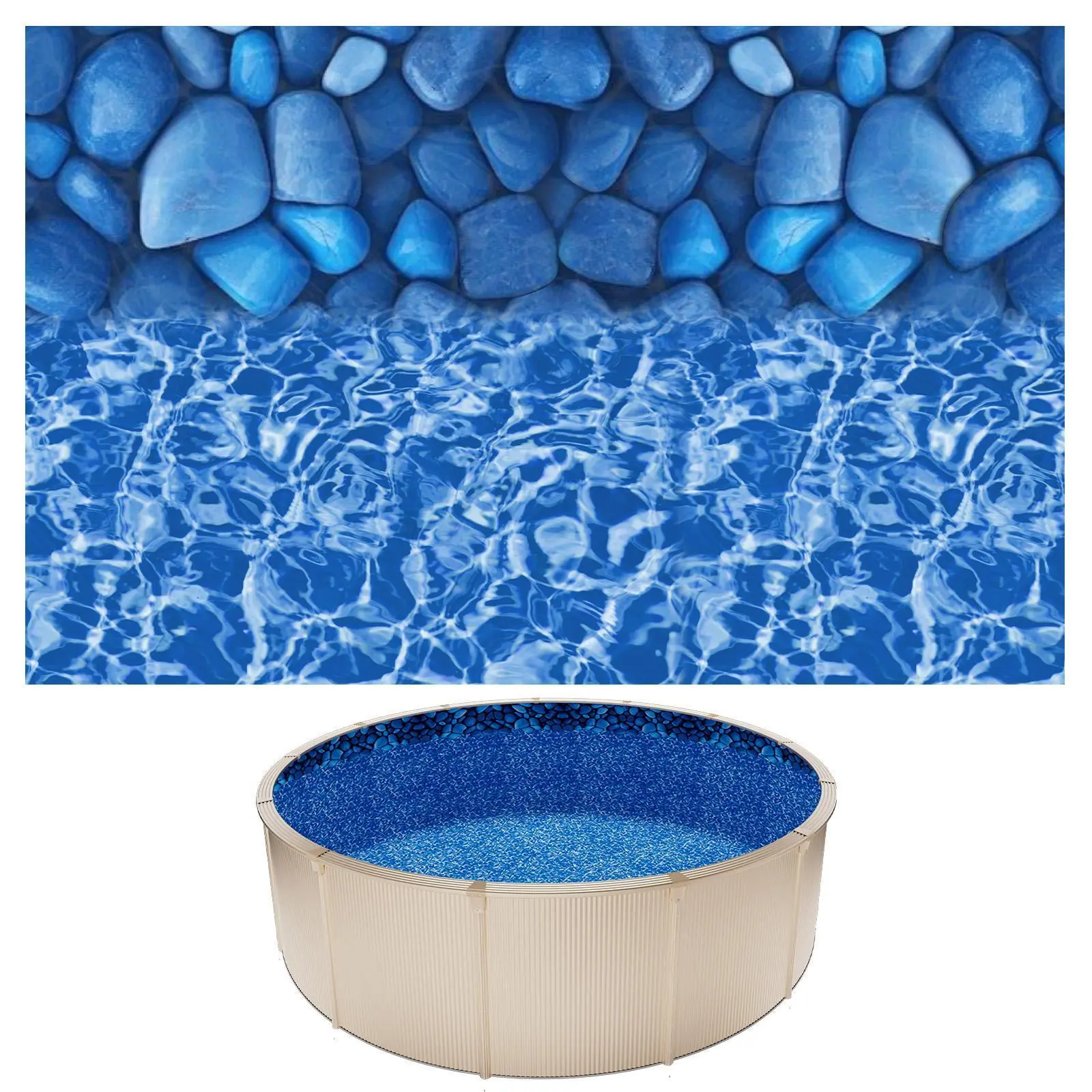 VEVOR 15ft Pool Liner, Round Overlap Swimming Pool Liner for 54 in Wall Height, Premium Vinyl, Easy Install with Leak-Proof Patches, Designed for Steel Sided Above-Ground,Outdoor, Boulder Swirl#SohoChic