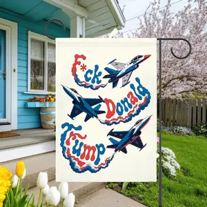 F*ck Trump Garden Flag, Fighter Jets Funny FDT Political House Banner, Funny Satire Liberal Resistance Decor, Patriotic USA Yard Flag