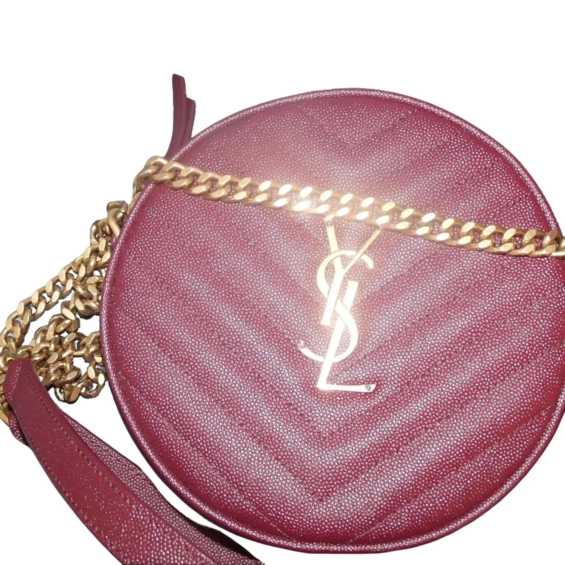Pre-owned Yves Saint Laurent Leather Crossbody Bags YSL Round Camera Bag Matelasse Chevron Leather