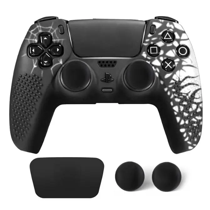 PS5 Compatible Silicone Anti-Slip Protective Kit for Console & Controller - PS5 Accessories, Includes Silicone Cover Shields, 2 Thumbstick Grips, 1 Sticker, Protective Skin Guards Shell for Daily Wear