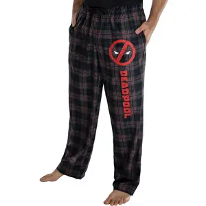 Marvel Mens' Deadpool Logo Plaid Lounge Pajama Pants