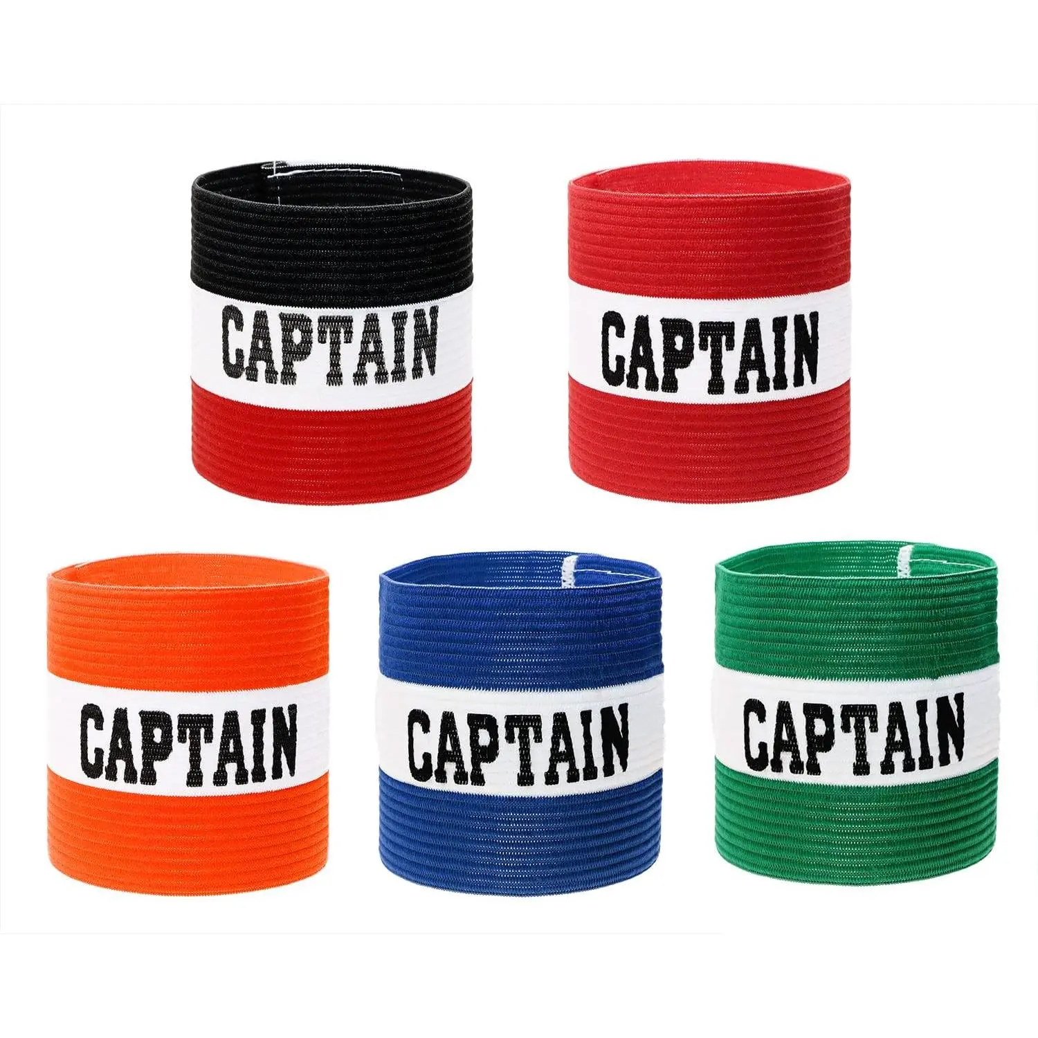 5 count Captain Armbands 9x30CM/3.54x11.81inch Adjustable Leader Armband for Soccer Basketball Volleyball School Team Competition  Players Wrist Arm Bands(5 Colors)