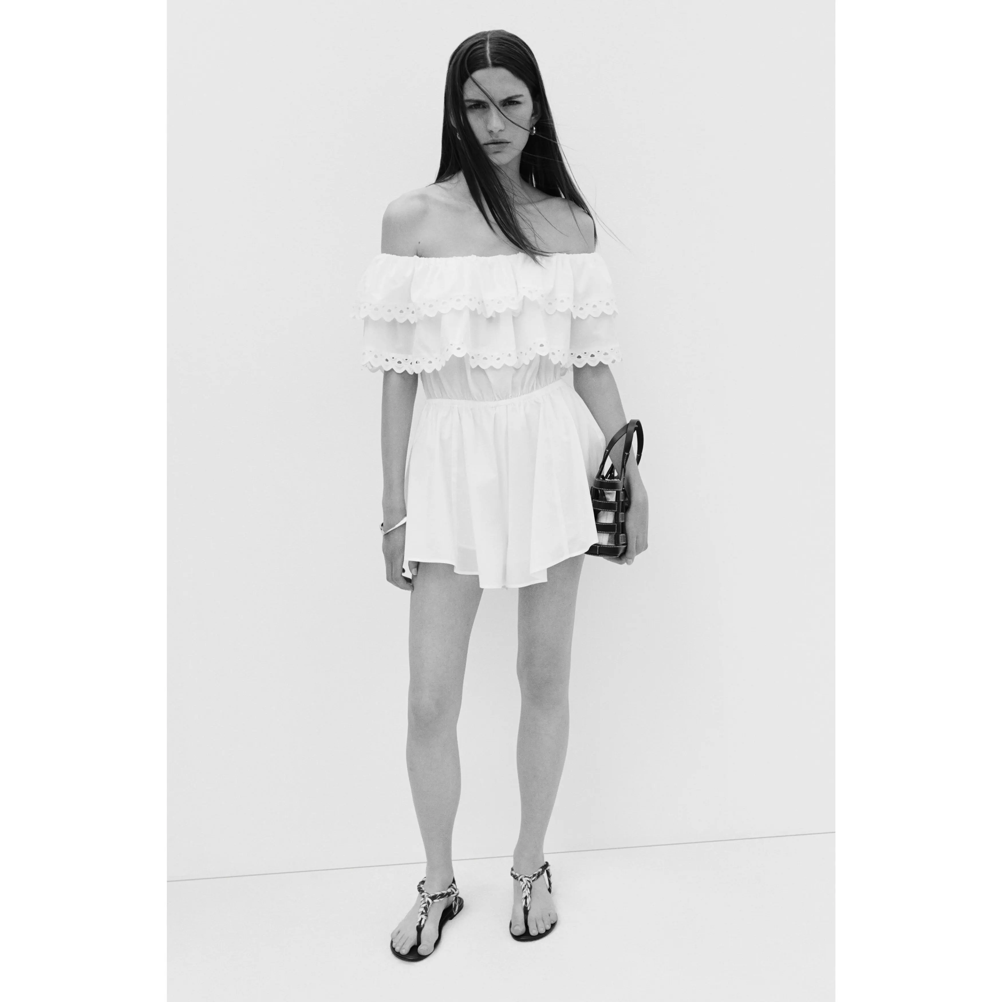 H&M Broderie anglaise off-the-shoulder playsuit