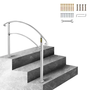 【SummerFinds】VEVOR Handrails for Outdoor Steps,  , Fit 1 or 3 Steps Outdoor Stair Railing, White Wrought Iron Handrail, Flexible Front Porch Hand Rail, Transitional Handrails for Concrete Steps or Wooden Stairs