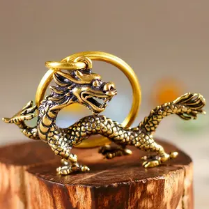 1 piece of Chinese animal dragon statue decoration, bronze statue decoration, antique bronze mythical animal micro home decoration, creative handicraft collection