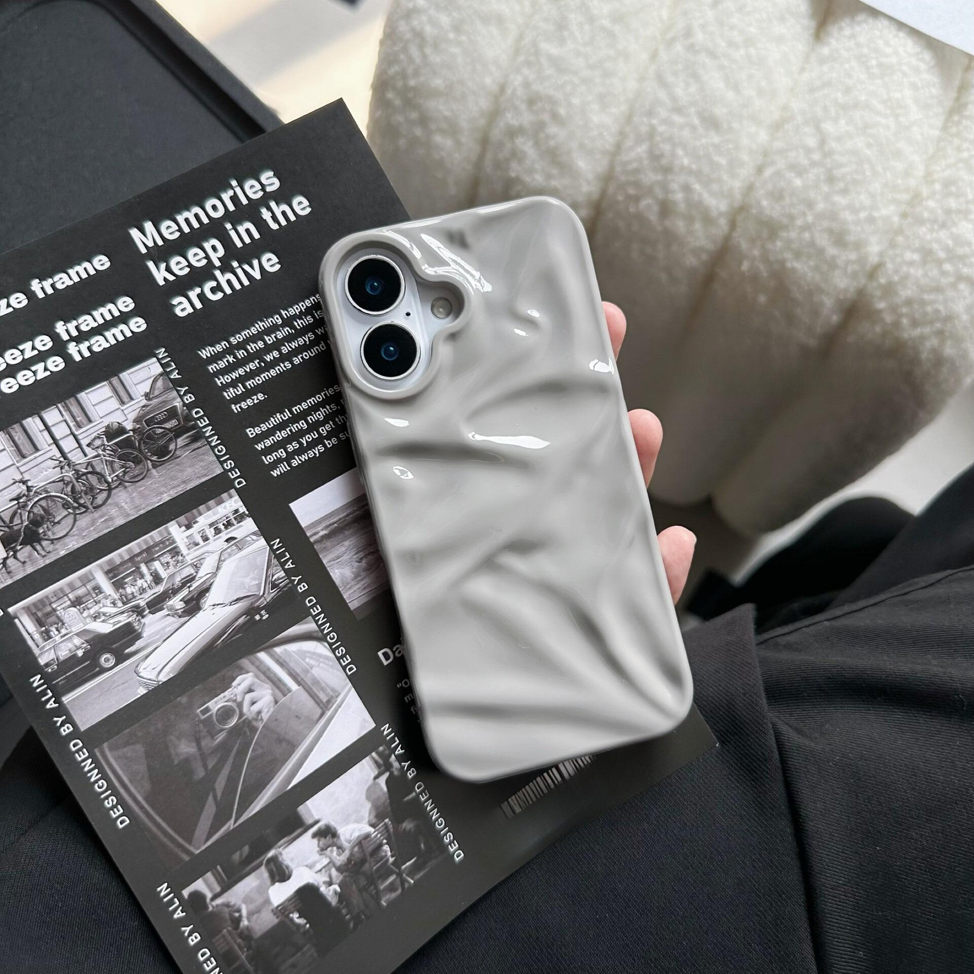 (Case & Nova.) 3D Wavy Ripple Glossy Phone Case, Compatible with iPhone 17 Pro Max, 16, 15, 14, 13, Luxury Shockproof Protective Cover junk