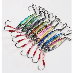 5-Pack Iron Plate Lure Double Hook Floating Swimbaits, Saltwater Freshwater Fishing, Long Cast Strengthened Single Hook, Artificial Fishing Lure