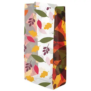 Lots Of Leaves Clear Cello Party Bags - 7 1/2in. x 3 1/2in. x 2in. - 20 Pack (C1BLL) - Thanksgiving Treat Bags