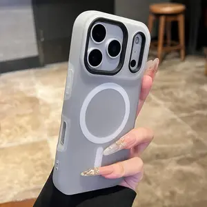 Phone Case - Luxury Candy-Colored 2-In-1 Magnetic Phone Case Compatible with Iphone 17 Pro Max, Air 16, 15, 14, 13, 12 11 Pro Max Plus Protective Cover, Frosted Soft Shell with Magnetic Wireless Charging, Shockproof Back Cover
