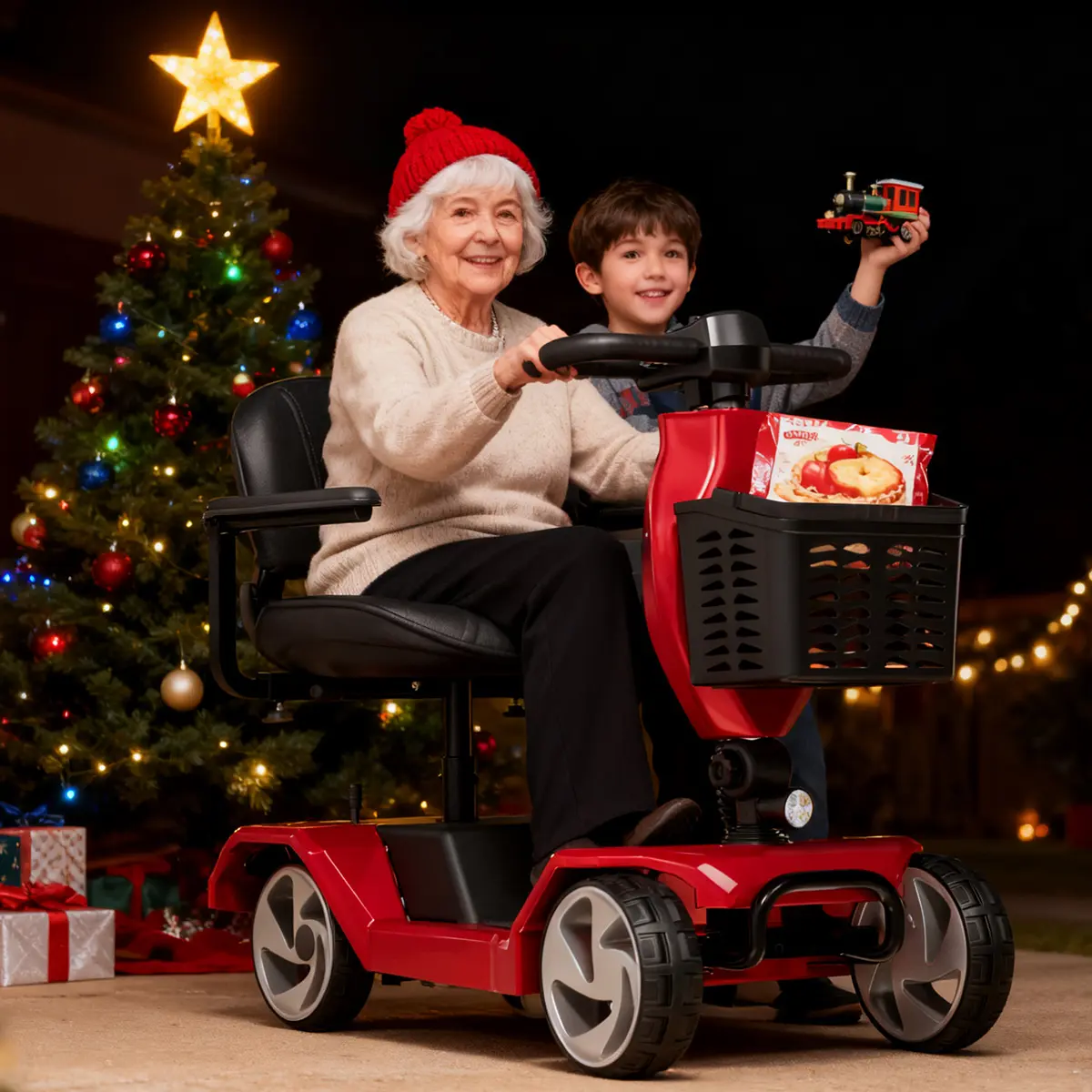 HOMYKING Portable Folding Electric Wheelchair 15 Mile Long Travel, Three-Second Folding, High Safety, 8-Hour Charging, Suitable for All Terrain - Aid