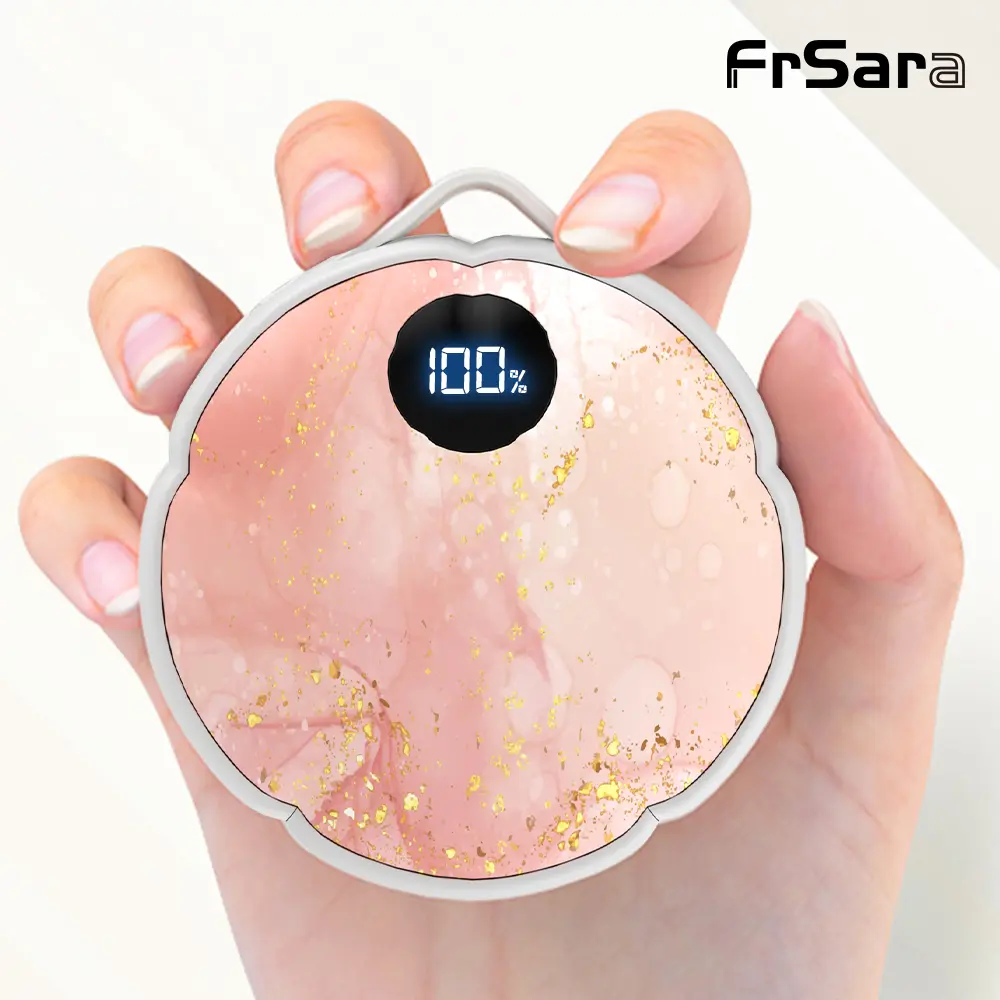FrSara Hand Warmers Rechargeable, Hangable Electric Hand Warmer w/ 4000mAh Last 10 Hours, 3-Level Heat w/Strip, Light & Display, Gift for Outdoors Camping Hiking Skiing Raynauds & Christmas stocking stuffing