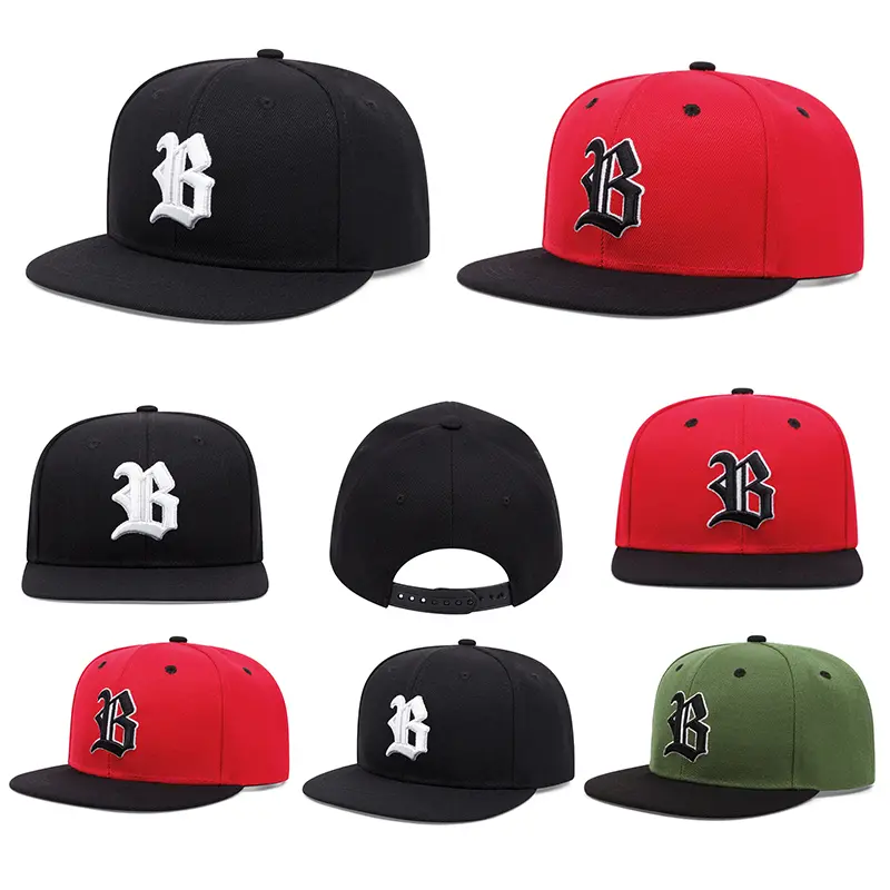 Letter B Embroidery Flat edge hat for men woman Hip Hop fashion visor Baseball cap Casual Sports Hat Black Cap