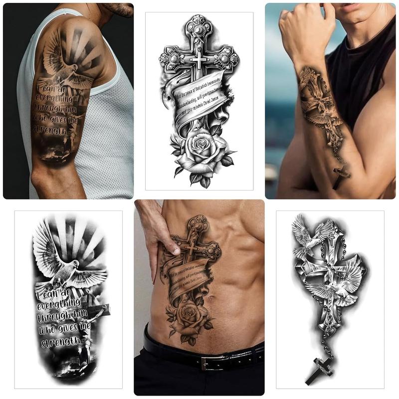 77 Sheets Christian Temporary Tattoo Adult Men Women Kids Religious Jesus Cross God Christ Catholic Realistic Half Sleeve Body Fake Tattoos Stickers 77 Sheets Christian Temporary Tattoo Adult Men Women Kids Religious Jesus Cross God Christ Catholic Realistic Half Sleeve Body Fake Tattoos Stickers