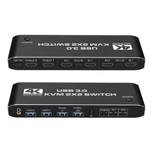 4K60Hz Ultra HD HDMI 2 In 2 Out Dual Screen Matrix Switcher With USB3.0 Expansion Function