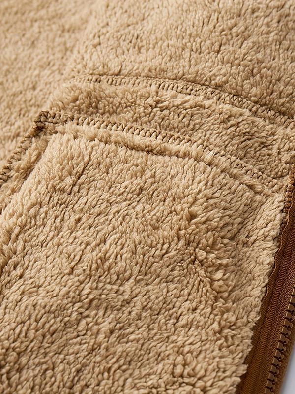 Men's Winter Sherpa Fleece Lined Warm Thick Windproof Hooded Jacket Coat, Microfiber Fabric, Full Zip Closure, Suitable for Outdoor Activities