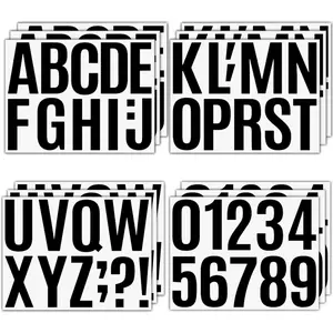 12 Sheets Large Self Adhesive Vinyl Letters Numbers Kit, 4 Inch Mailbox Numbers Stickers for Mailbox, Signs, Window, Door, Cars, Trucks, Home, Business, Address Number, Lockers Alphabet Decor