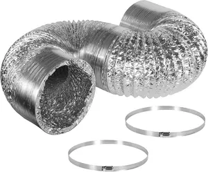 iPower 6" x 8' Flexible Aluminum Air Ducting Dryer Vent Hose, Non-Insulated HVAC Ventilation Tube with 2 Clamps, Silver