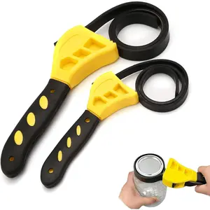 2Pcs Strap Wrench Set, Oil Filter Wrenches Upgrade 25 in and 20 in Length Adjustable Rubber Strap Wrench, Reinforced Rubber Belt, Pipe Wrench for Plumbers, Jar Opener for Weak Hands