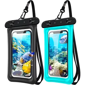 2 Pack Waterproof Floating Phone Pouch IPX8 Floatable Waterproof Phone Case with Lanyard Strap Universal Dry Bags Underwater Case Wallet for iPhone 17/Air16 15 14 13 12 Samsung,Up to 7.2" for Swimming