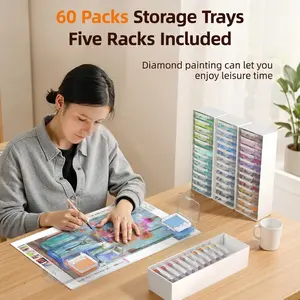 12-piece diamond painting trays with lids — thickened diamond painting storage boxes, stackable diamond painting trays, 5D art bead storage and arrangement accessories, diamond painting gem storage and organization