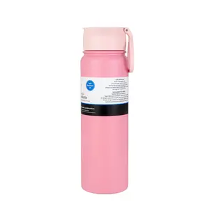 Mainstays 24 oz Stainless Steel Double Wall Water Bottle with Straw Lid Pink Portable Practical for Everyday Use BPA-Free Insulated