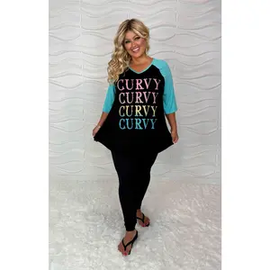 19 GT {Curvy Curvy} Black/Teal Curvy Graphic Tee CURVY BRAND!!  EXTENDED PLUS SIZE XL 2X 3X 4X 5X 6X  (May Size Down 1 Size}