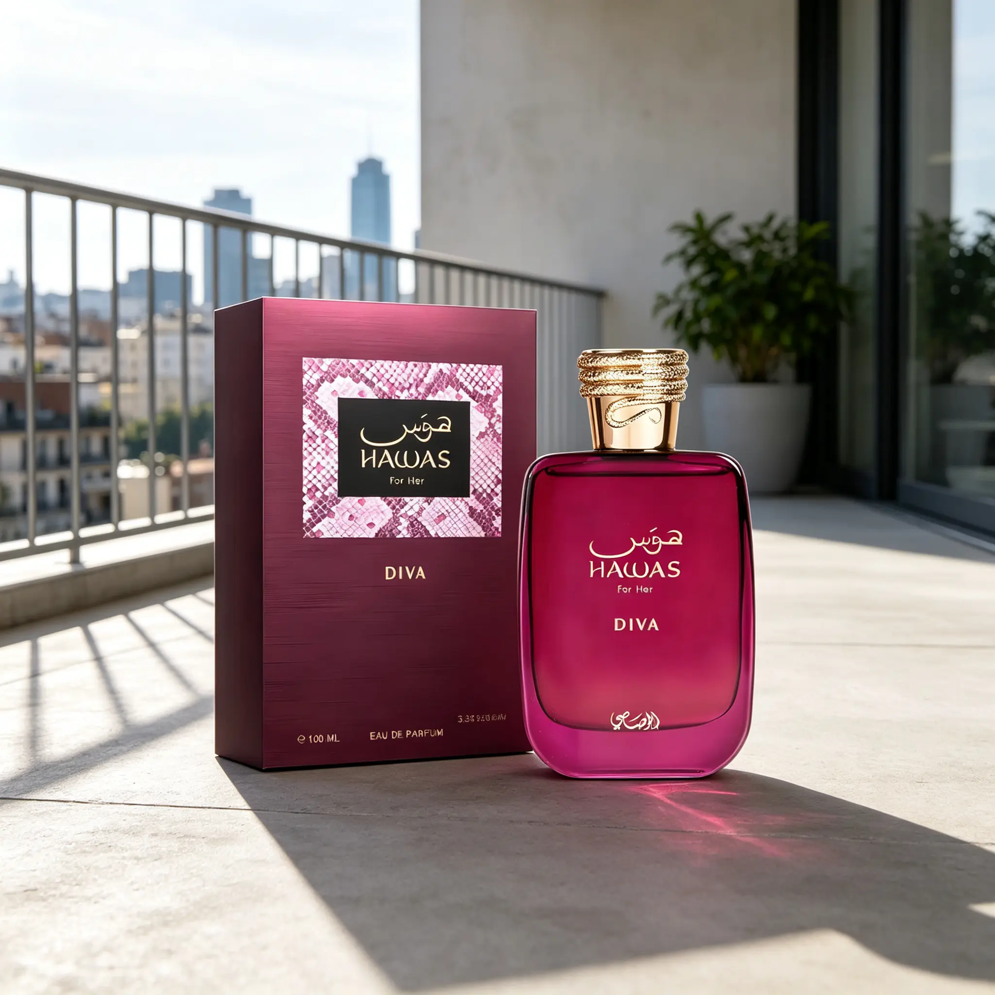 Hawas For Her Diva Eau de Parfum for Women 3.38 Fl Oz 100ml｜Luxury Long‑Lasting Feminine Cologne Spray for Daily & Evening Wear