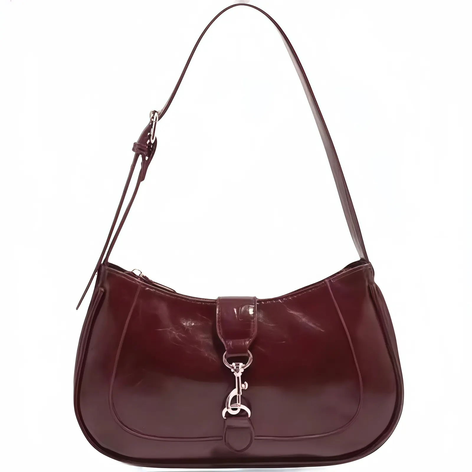 Retro Minimalist Hook Decor Woman Purse 2026, Adjustable Shoulder Strap Handbag Crescent Shape Crossbody Bag Shoulder Bag Underarm Bag Everyday Work Bag Suitable for Date, Outing, Party