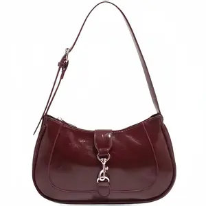 Retro Minimalist Hook Decor Woman Purse 2026, Adjustable Shoulder Strap Handbag Crescent Shape Crossbody Bag Shoulder Bag Underarm Bag Everyday Work Bag Suitable for Date, Outing, Party