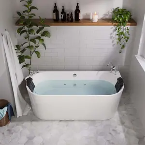 59" Freestanding Hydro Massage Whirlpool Bathtub with Center Drain 59" Freestanding Hydro Massage Whirlpool Bathtub with Center Drain