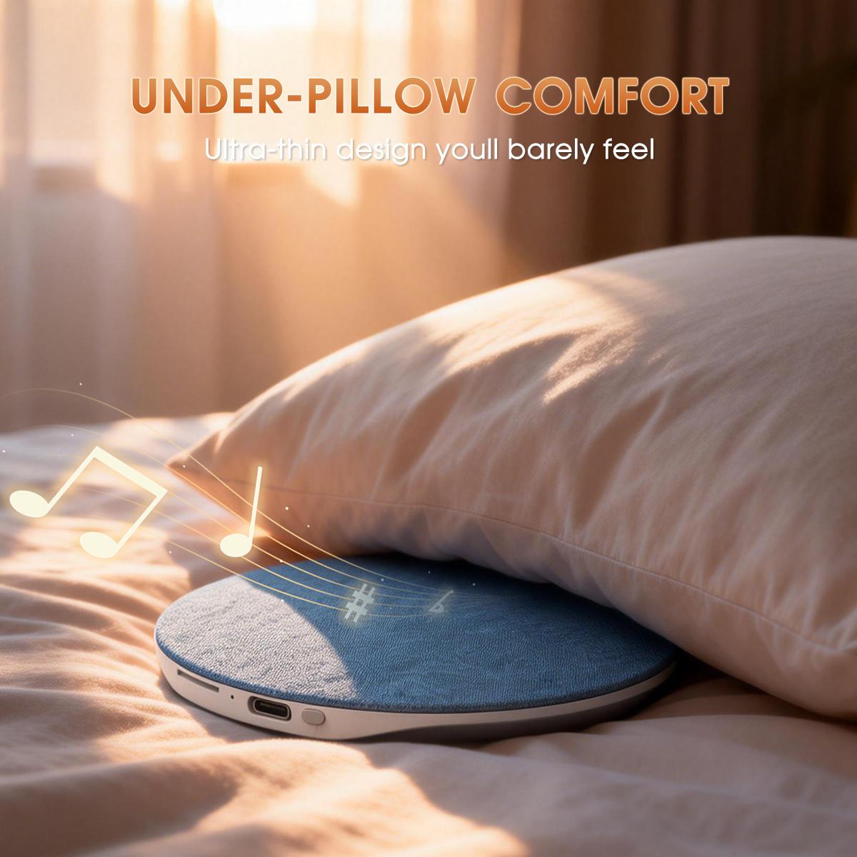 [Specifically for One Person Listening] Under Pillow Sleep Speaker, Ultra-Thin Personal White Noise Machine withBluetooth, Partner-Friendly Close-RangeAudio, Timer & Memory Function, Blind-TouchButtons