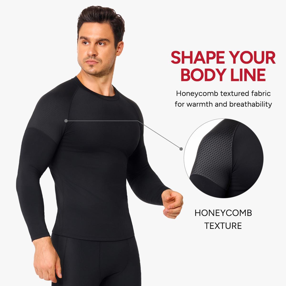 Nebility Men's Sports Outdoor Sweat Underwear Set Fitness Compression Quick-Drying Long-Sleeved Sports Set Base Layer Set