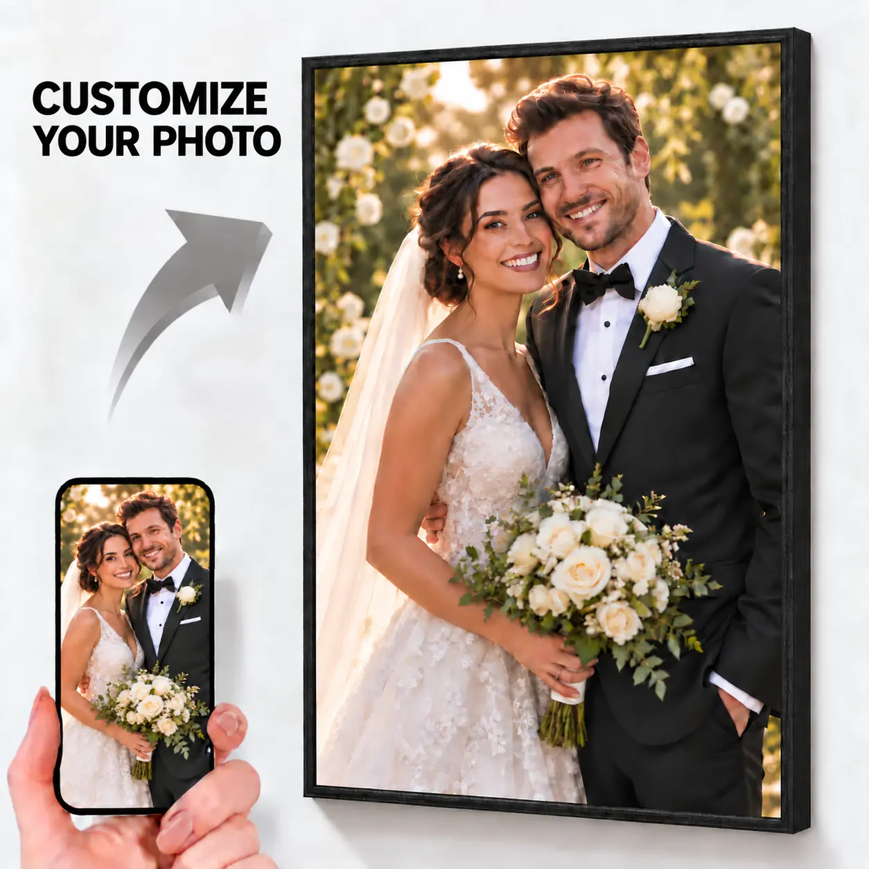 Custom Photo Frame with Your Picture, Personalized Framed Canvas Wall Art, Wedding, Anniversary, Family, Pet Memorial & Housewarming Gift