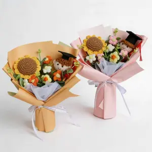 Handmade Crochet Graduation Bouquet with Amigurumi Doll, 2026 Forever Sunflower Keepsake Party Gift for Graduation Celebrations