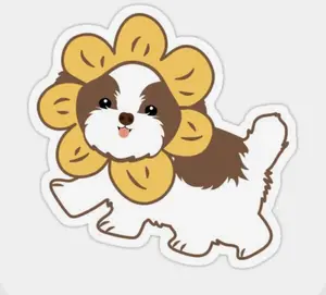 Cute Dog Sunny Tail Wag Illustration Sticker – Vinyl Waterproof