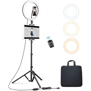 12'' Ring Light with Tripod Stand (72'' Tall) & iPad/Phone Holder, Dimmable Selfie Circle LED Lights Ringlight for Video Recording, Conference, Makeup, Laptop, , Webcam, YouTube