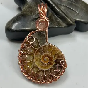 Ammonite Pendant, Handmade, Unique One-of-a-Kind Crafted Design Artisanal Jewelry, made to order